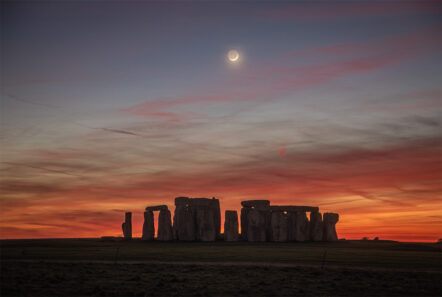 Greetings Card - 'Crescent Moon over Stonehenge at Sunset' - Image 3