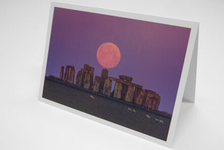 Greetings Card - 'Pink Moonset at Stonehenge'