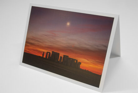 Greetings Card - 'Crescent Moon over Stonehenge at Sunset'