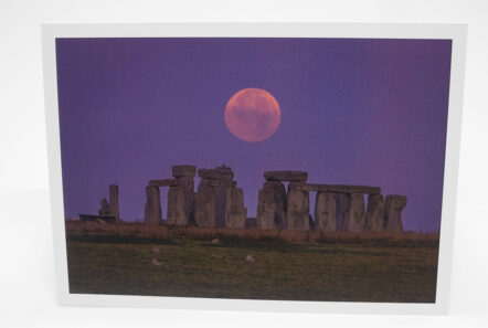 Greetings Card - 'Full Moon setting behind Stonehenge' Sept24