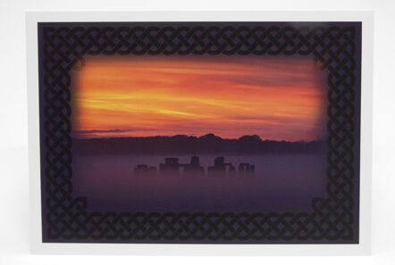 Greetings Card - 'Misty Stonehenge Sunrise with Celtic Knot border - Image 2